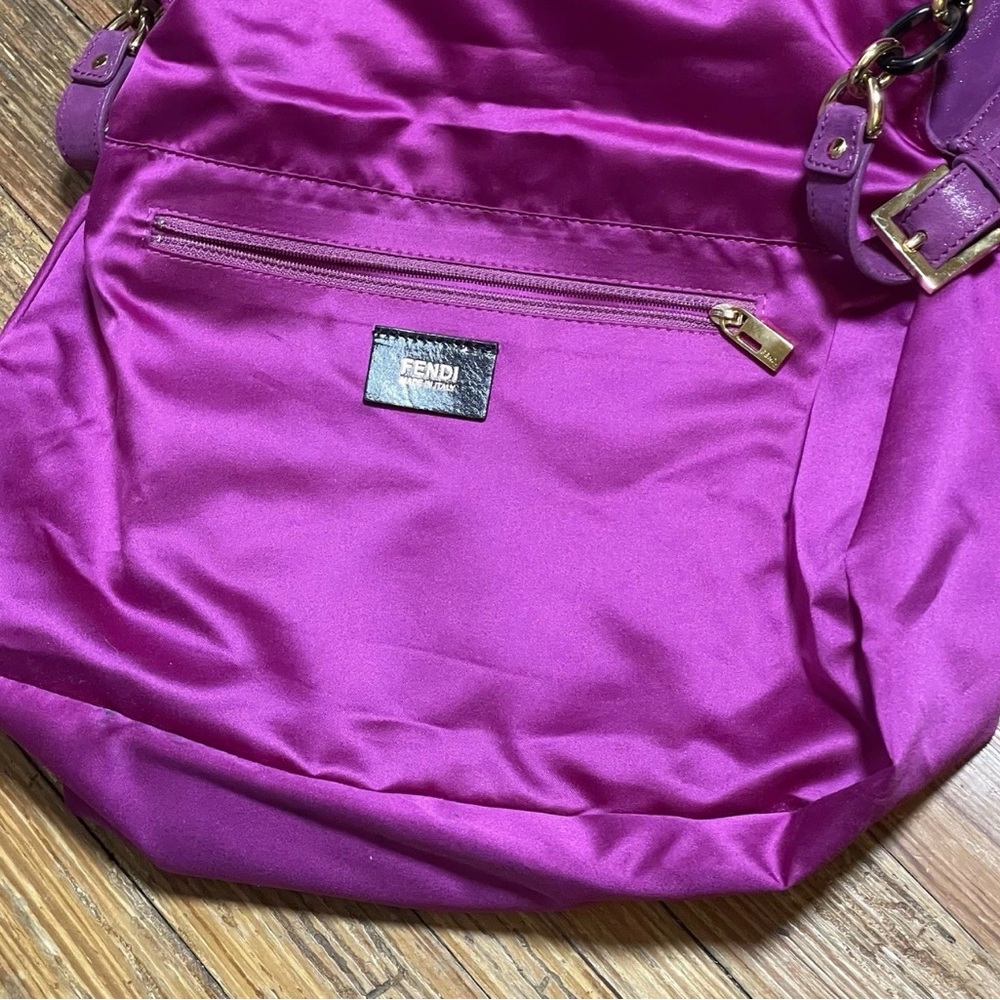 Fendi Rare Y2K Iridescent PlumSuede Mamma Baguette Shoulder Bag - Picture 13 of 15